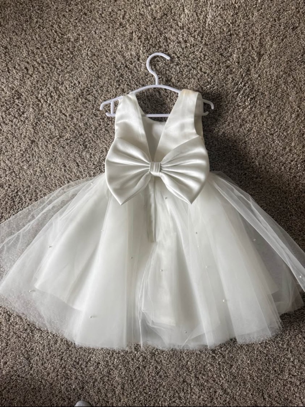 Elegant White Flower Girl Dress with Satin Bow